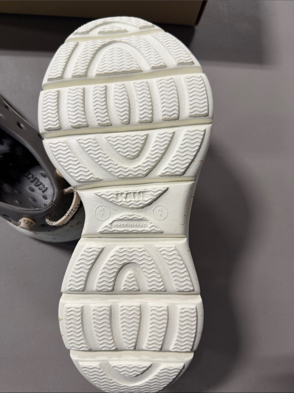 Gray Slip-On Ventilated Clogs with Speckled White Sole - Picture 3 of 5